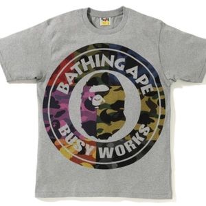 BAPE A Bathing Ape Men's White Camo Busy Works Tee